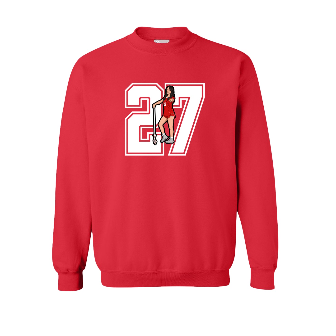 Fleece Crew — Number in Red
