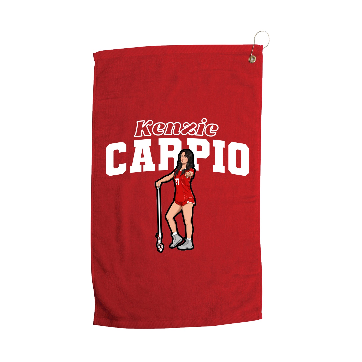 Golf Towel — Name Arch in Red