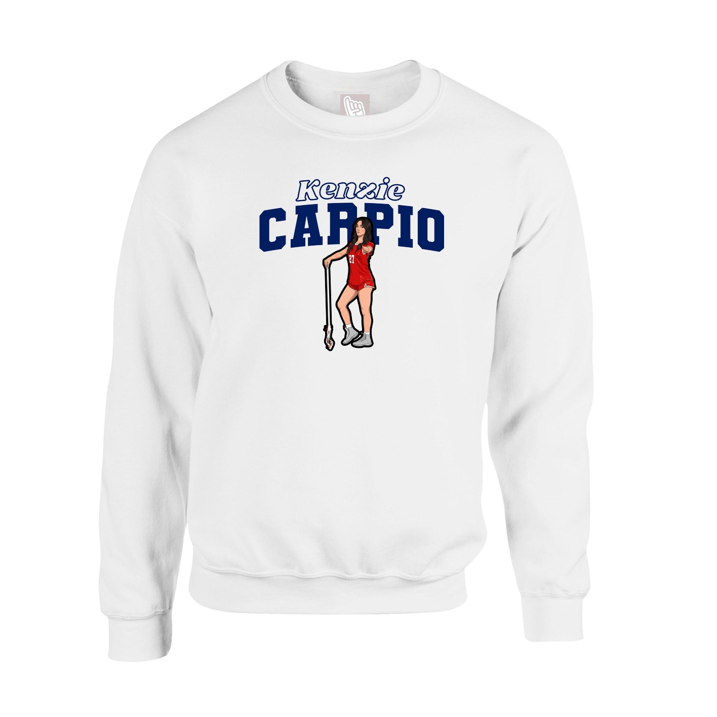 Fleece Crew — Name Arch in White