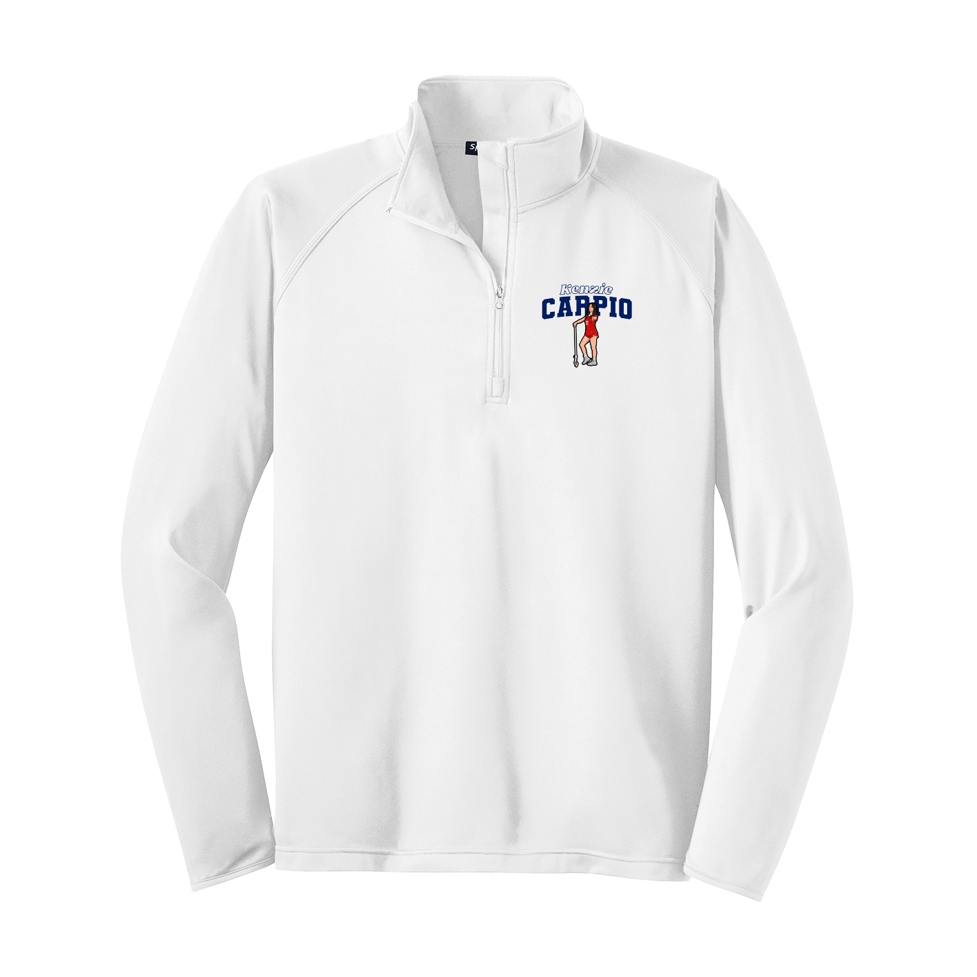 Q-Zip Pullover — Name Arch in White