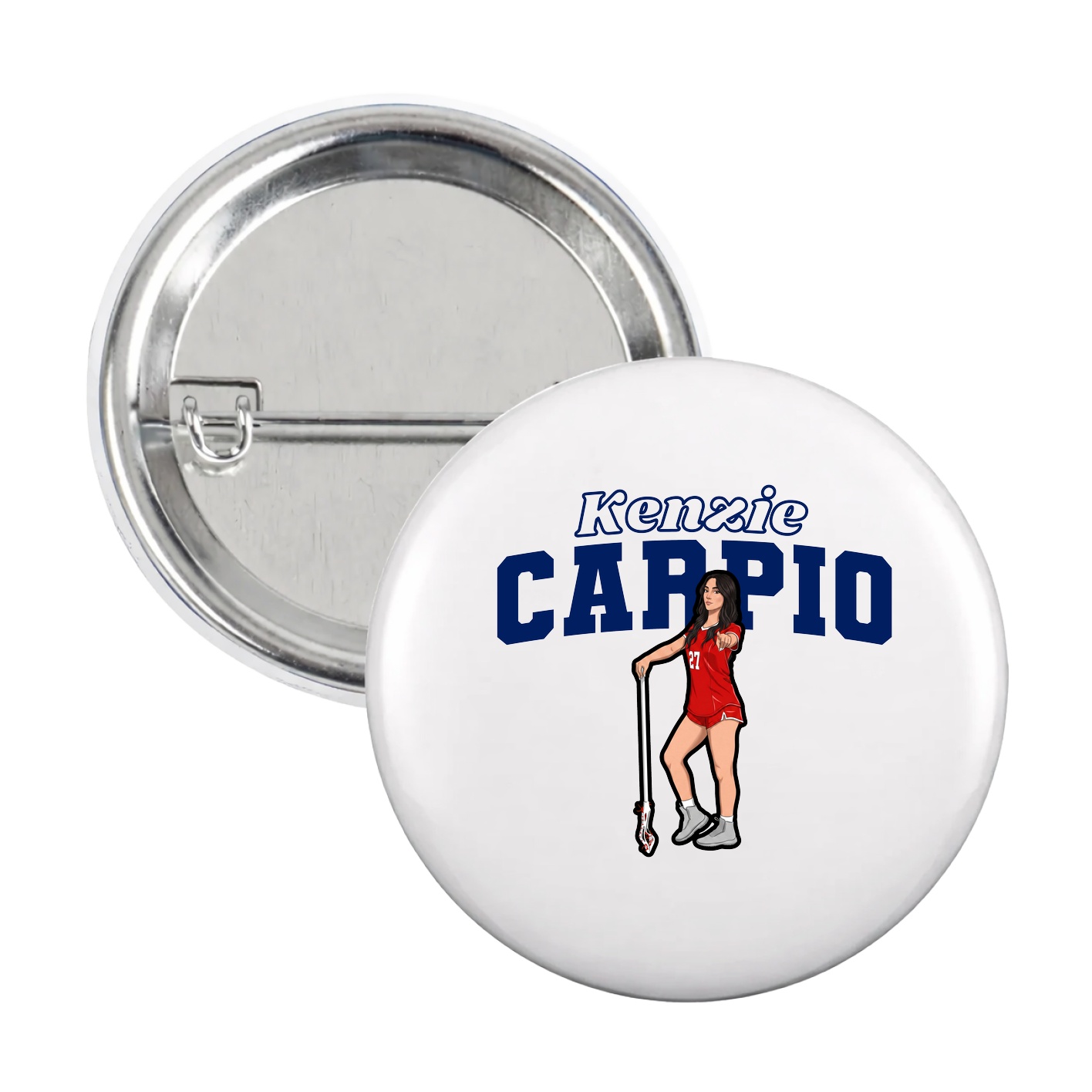 Game Day Button — Name Arch in White