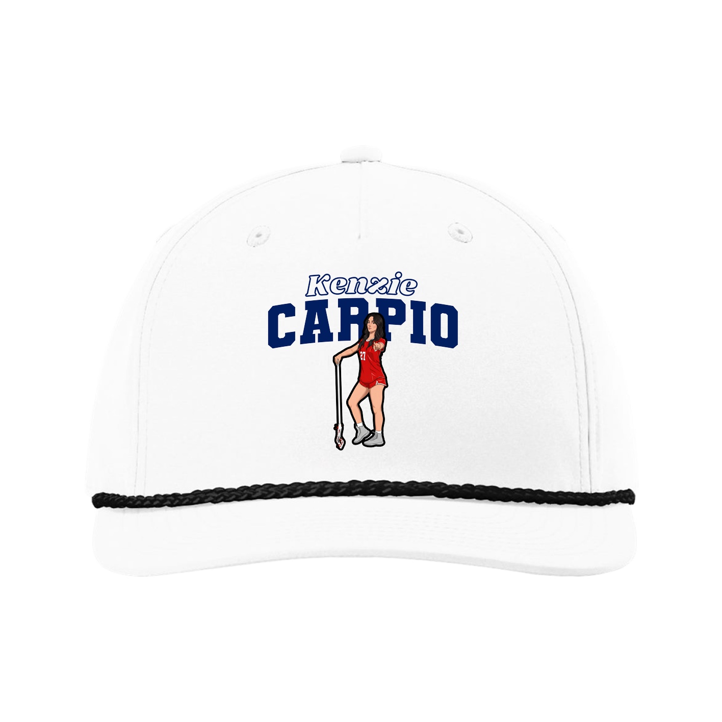 Five-Panel Classic Rope Cap — Name Arch in White