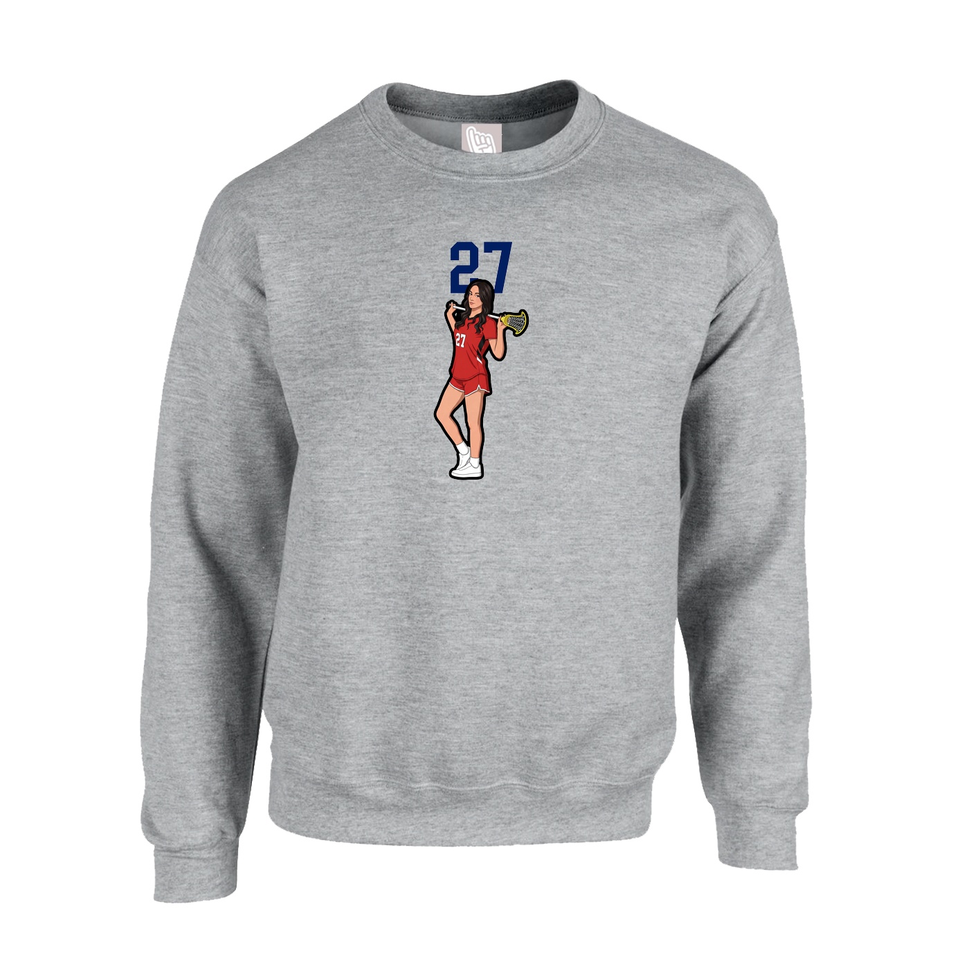 Fleece Crew — Number Top in Grey