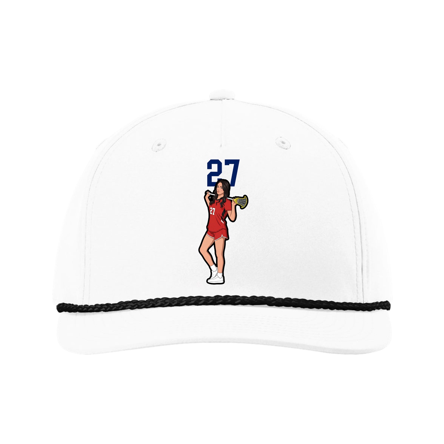 Five-Panel Classic Rope Cap — Number Top in White