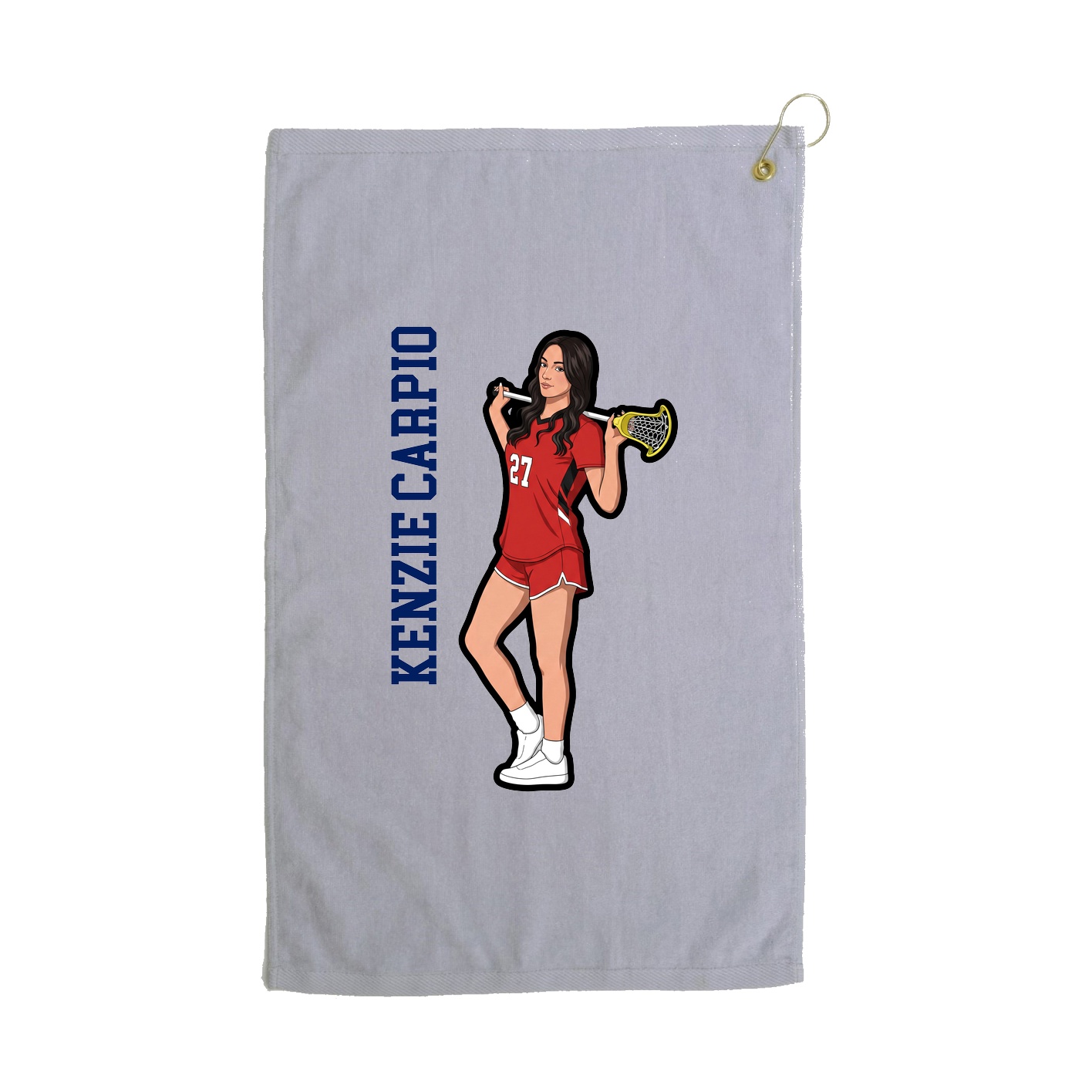 Golf Towel — Name Vertical in Grey