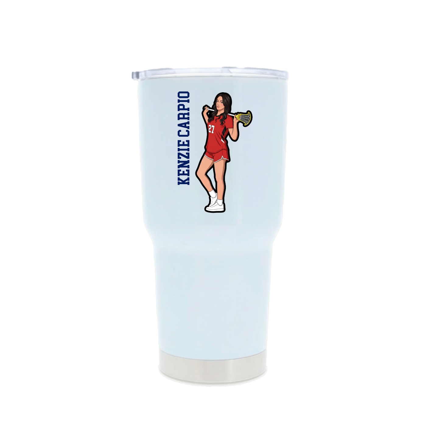 30oz Stainless Steel Tumbler — Name Vertical in White