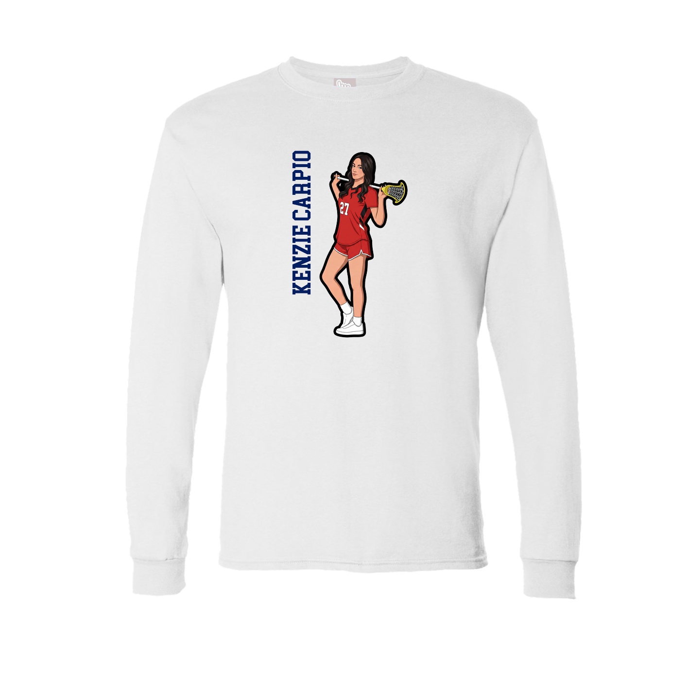 Long Sleeve Tee — Name Vertical in White
