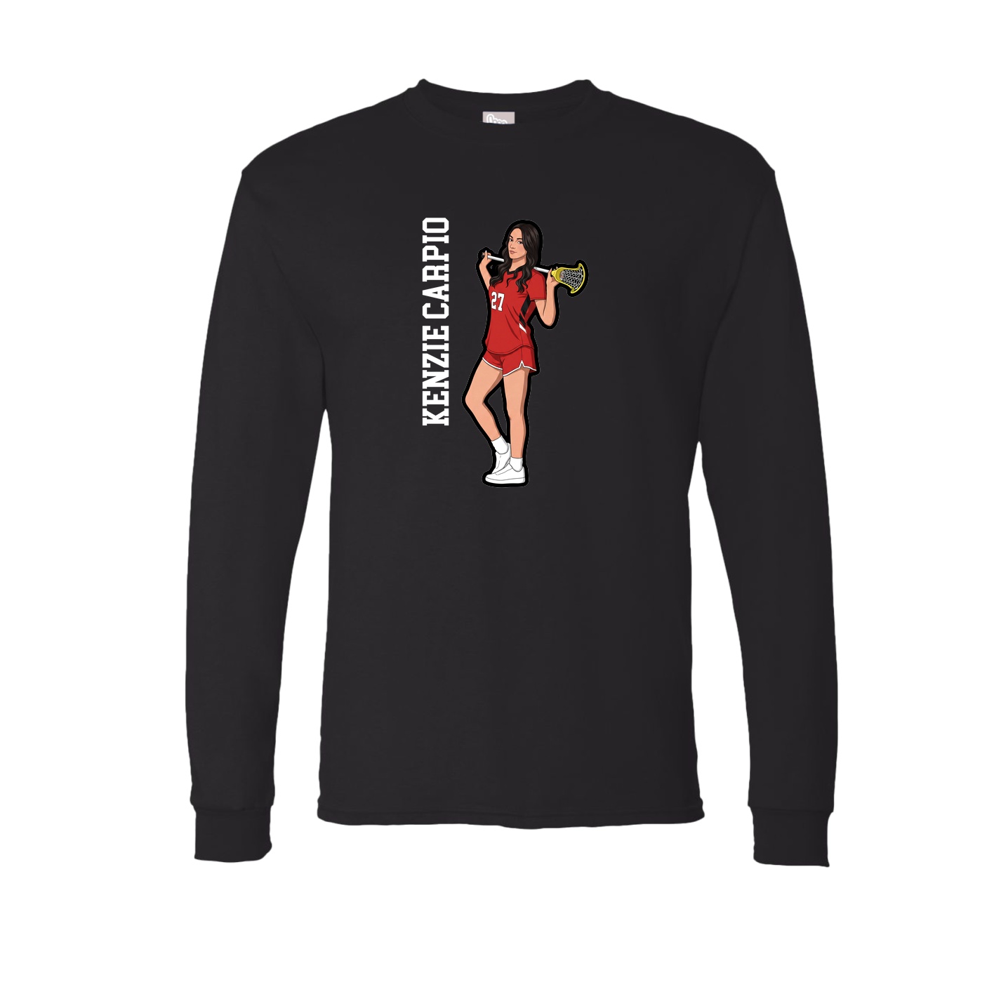 Long Sleeve Tee — Name Vertical in Black