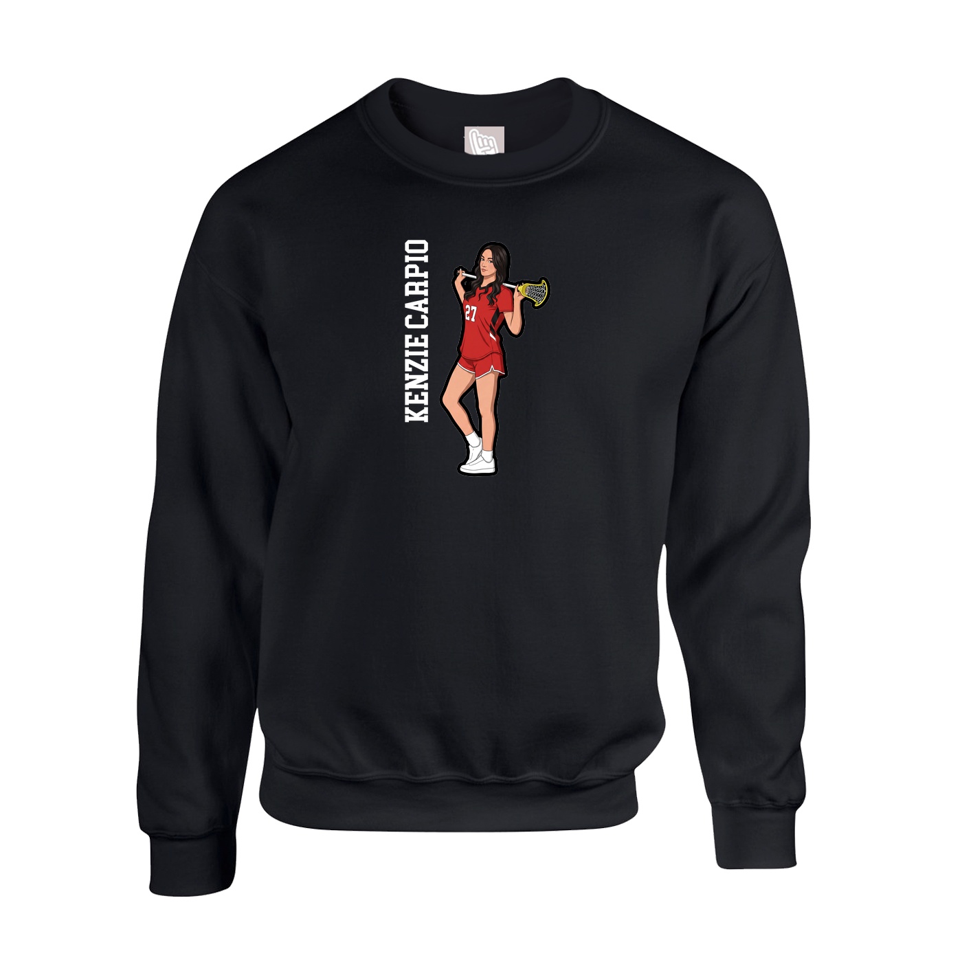 Fleece Crew — Name Vertical in Black