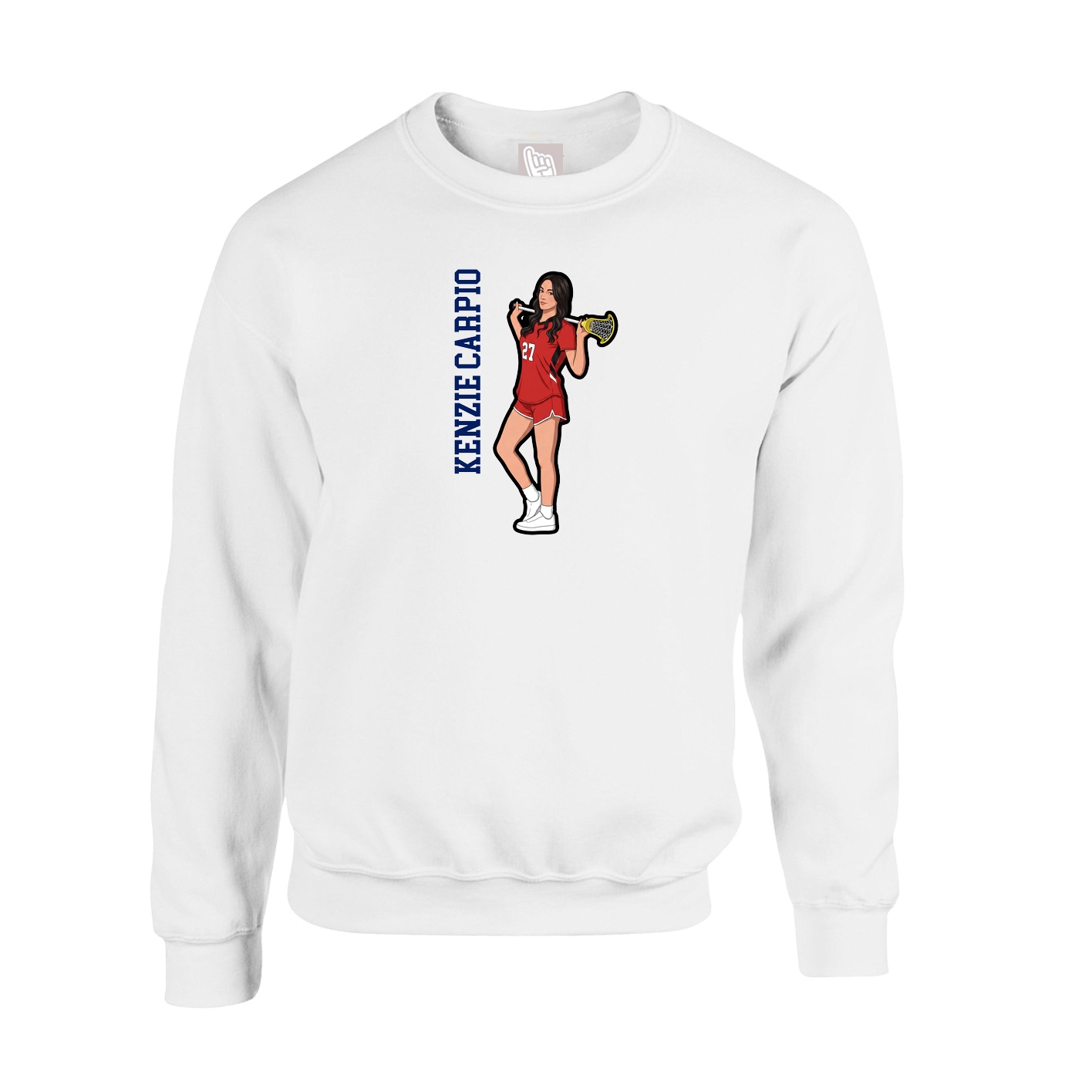 Fleece Crew — Name Vertical in White