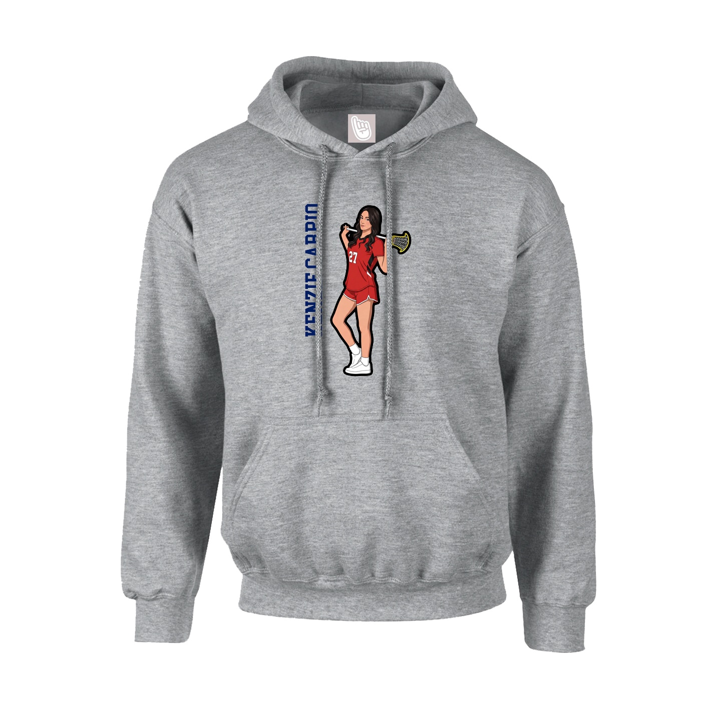 Youth Hoodie — Name Vertical in Grey