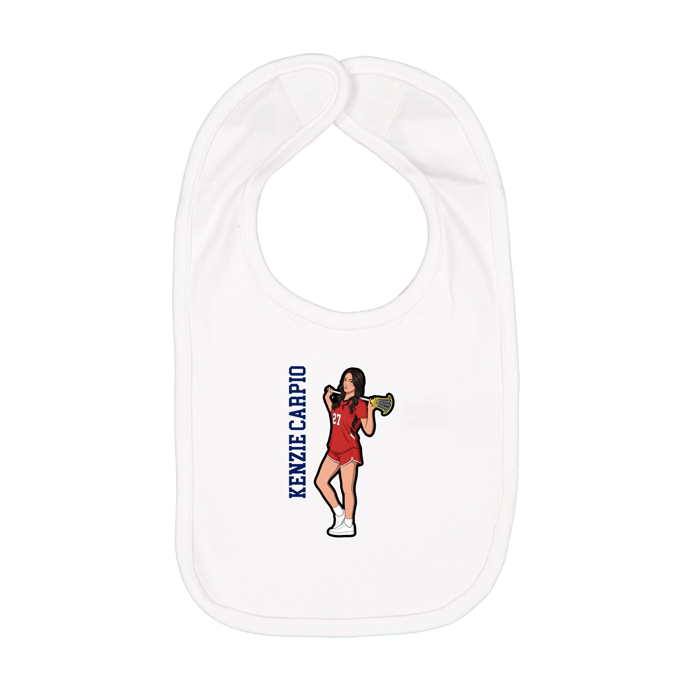 Infant Bib — Name Vertical in White