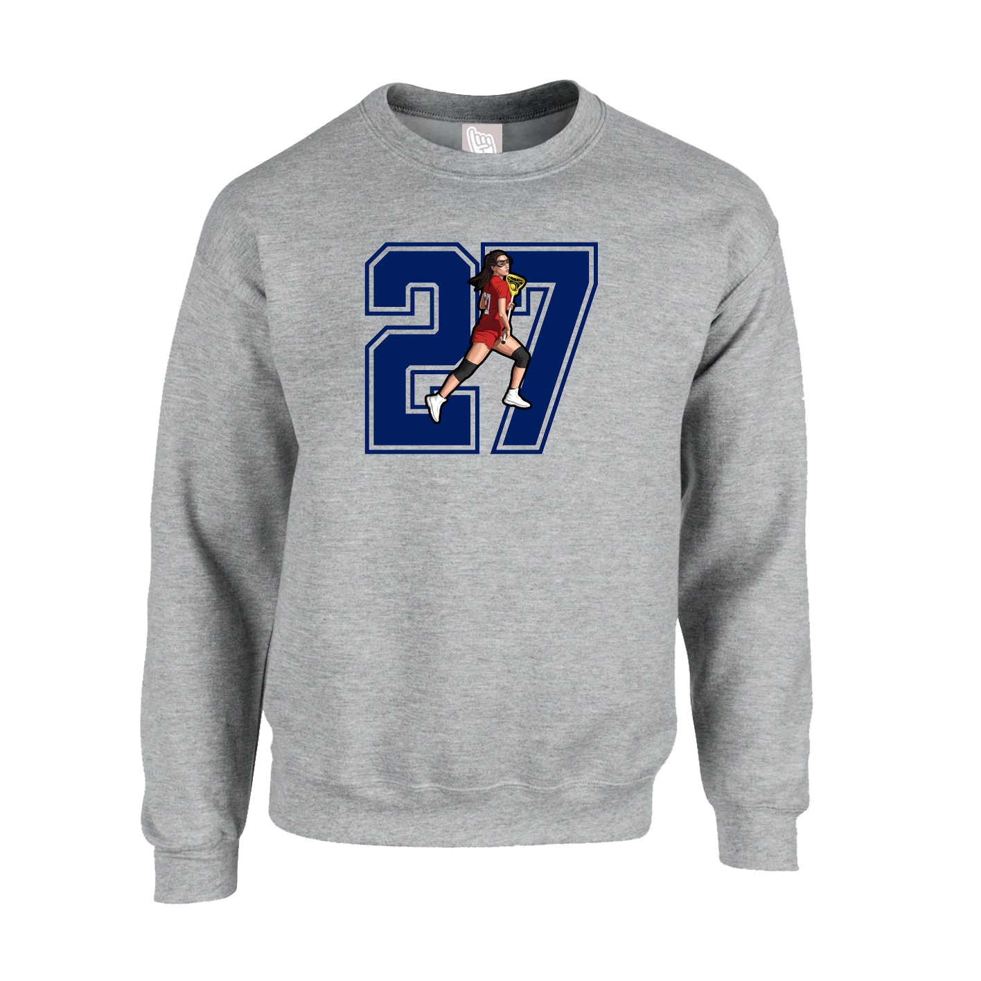 Fleece Crew — Number in Grey