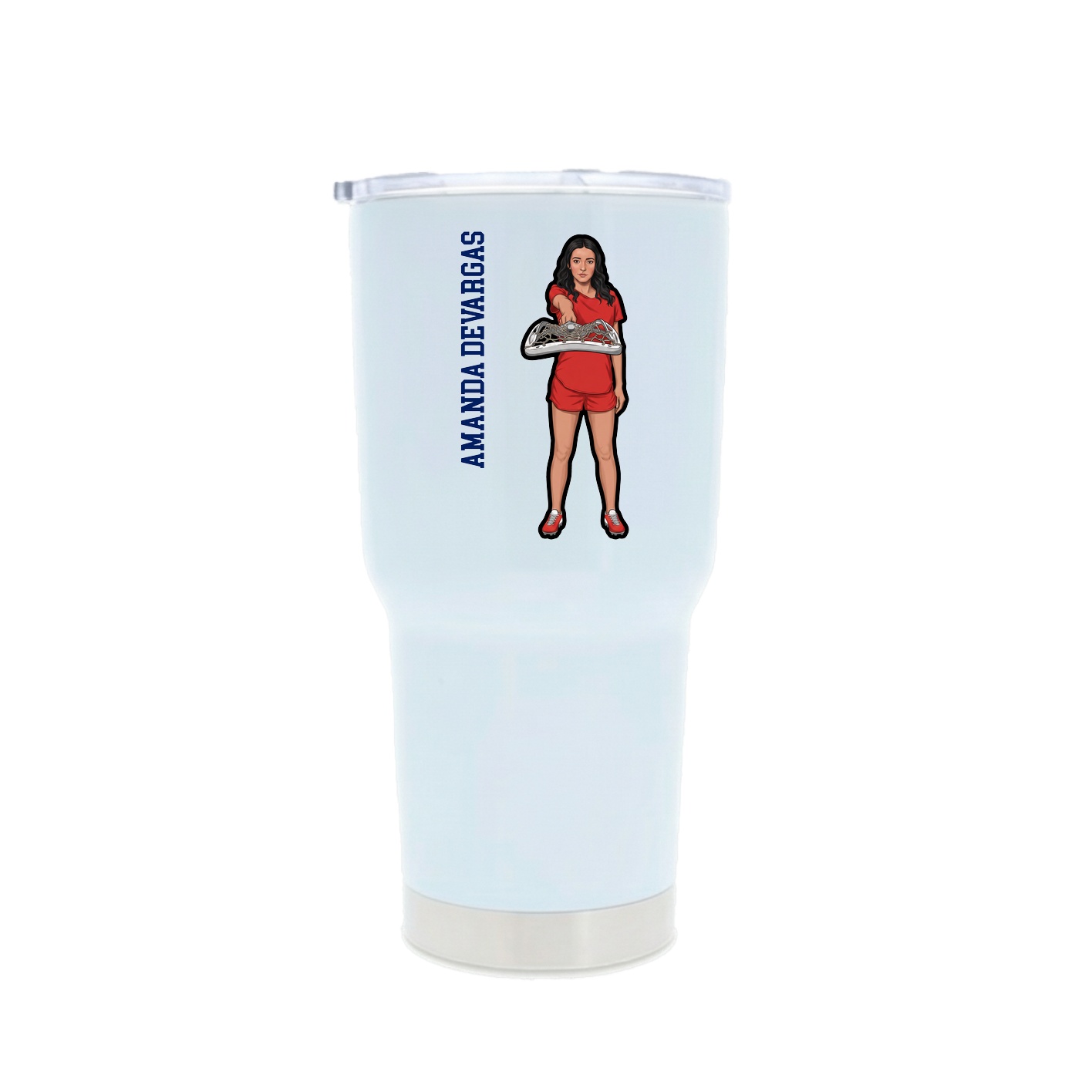30oz Stainless Steel Tumbler — Name Vertical in White
