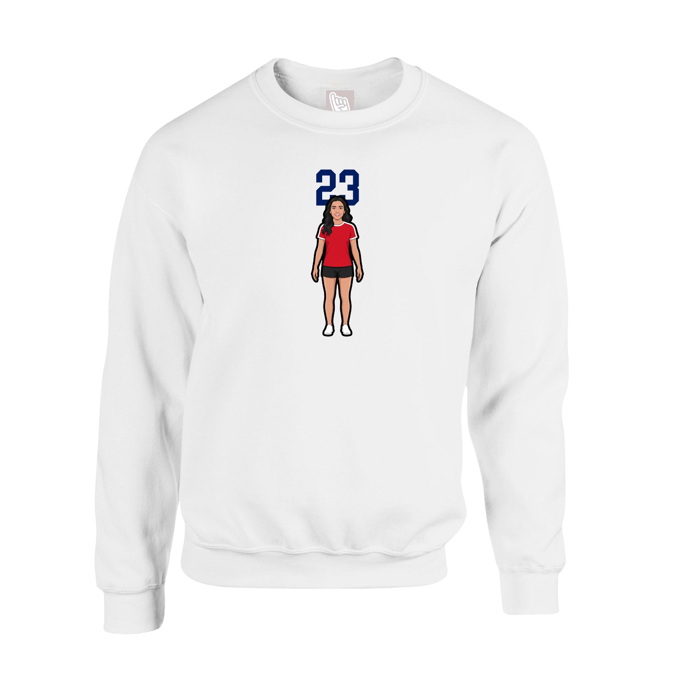Fleece Crew — Number Top in White