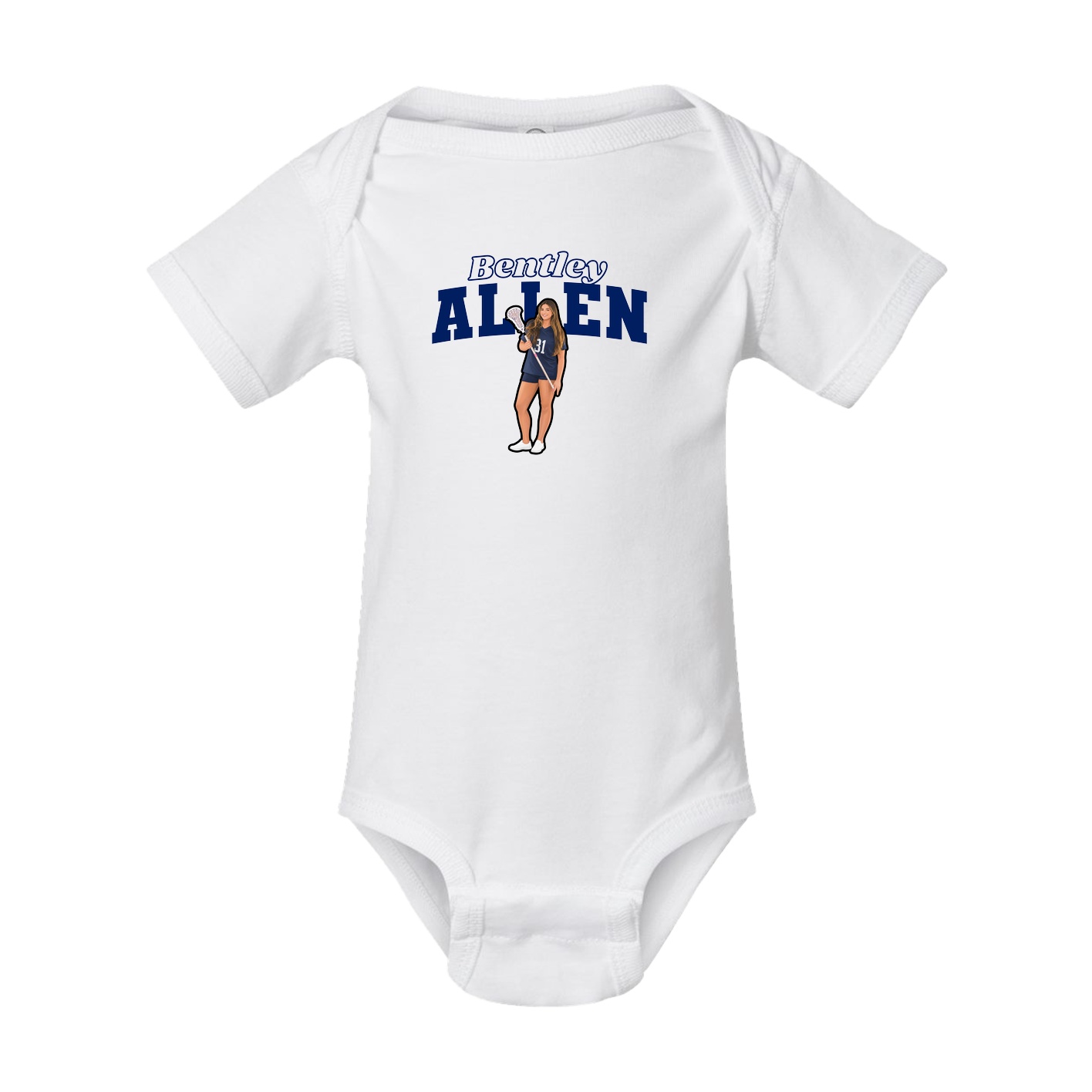 Baby Onesie — Name Arch in White