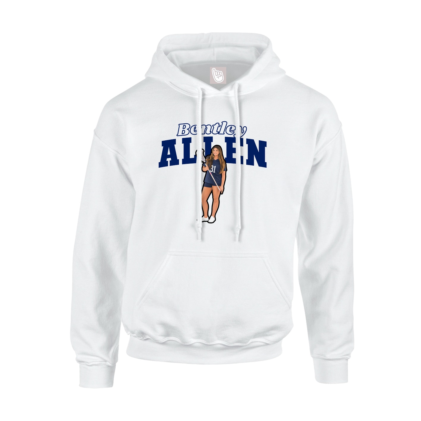 Youth Hoodie — Name Arch in White