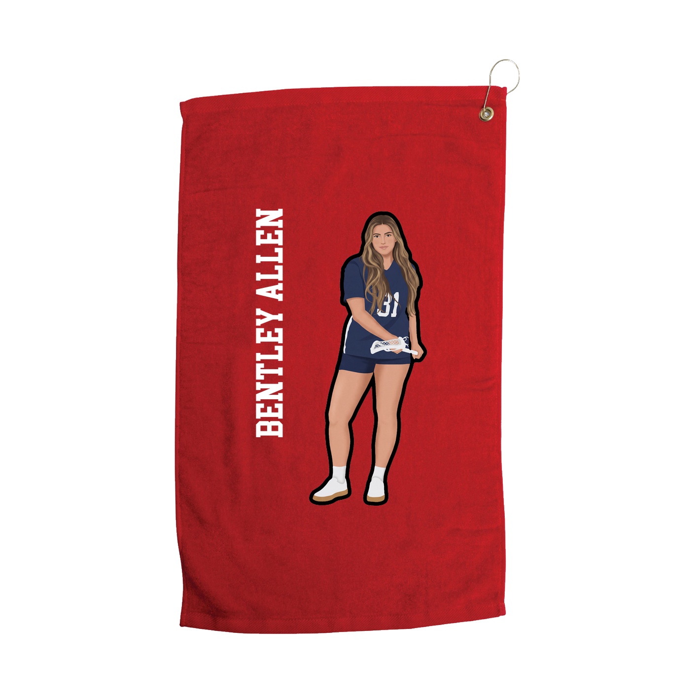 Golf Towel — Name Vertical in Red