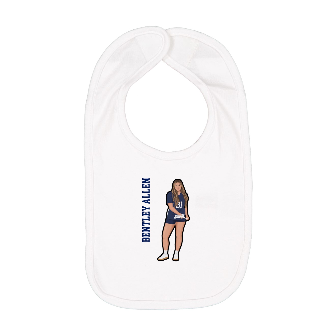 Infant Bib — Name Vertical in White