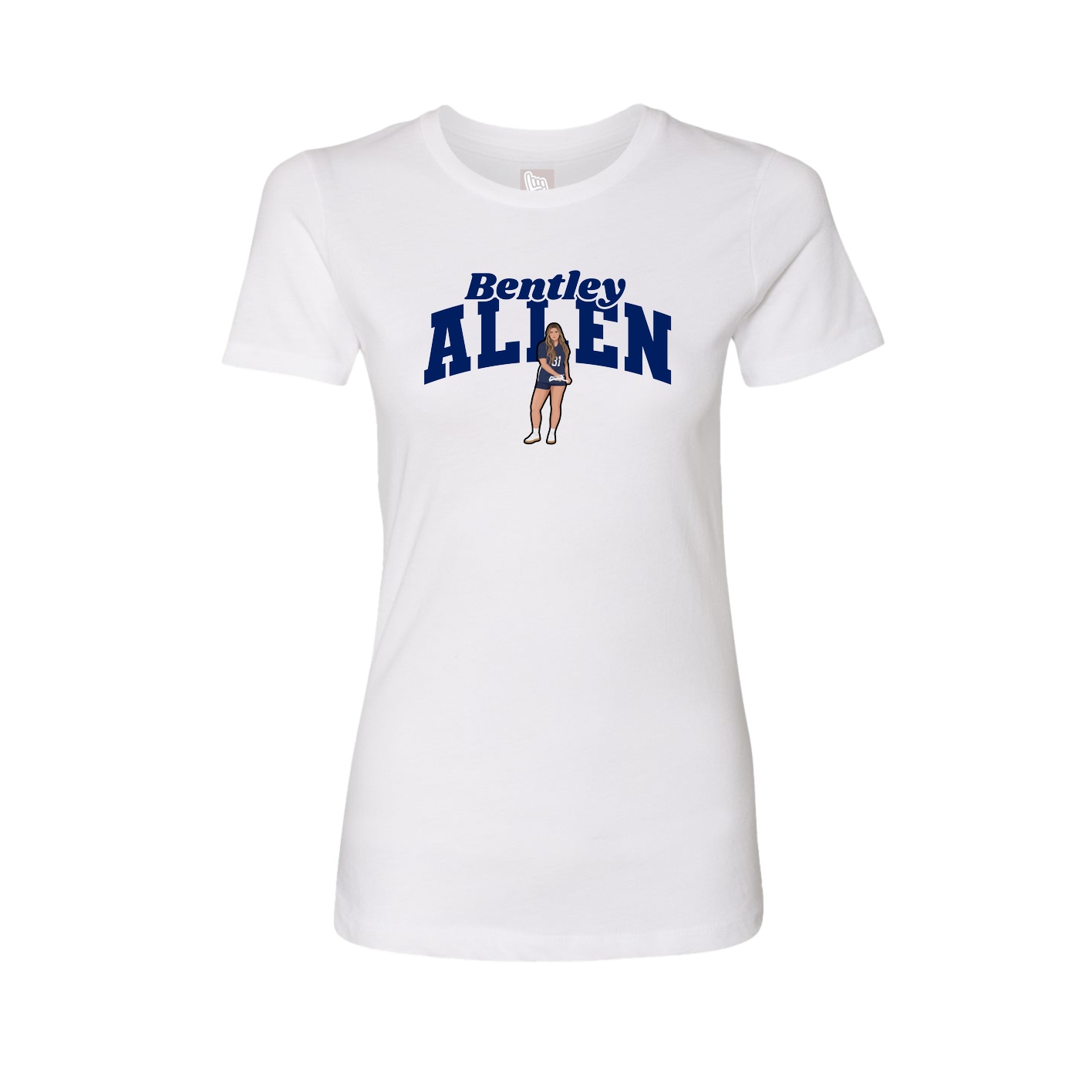 Fitted Women's Tee — Signature Arch in White