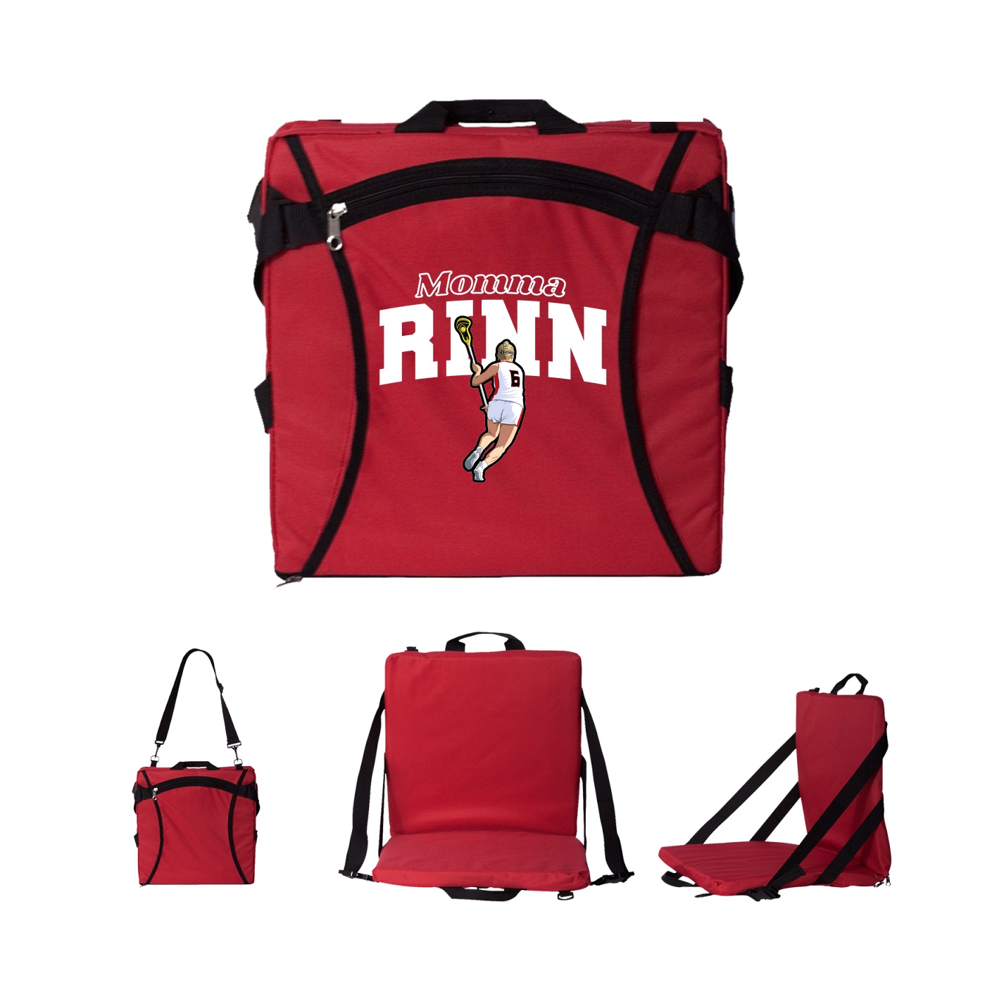 Folding Stadium Seat — Mothers Day Block in Red