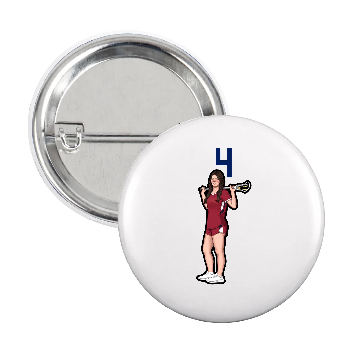 Game Day Button — Number Top in White
