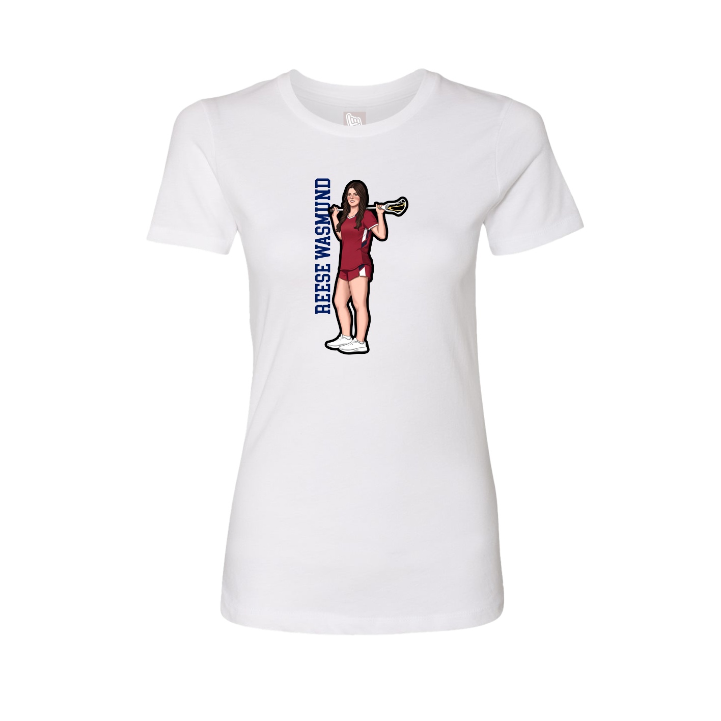 Fitted Women's Tee — Name Vertical in White
