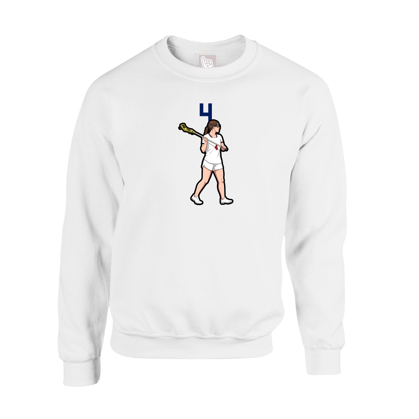 Fleece Crew — Number Top in White