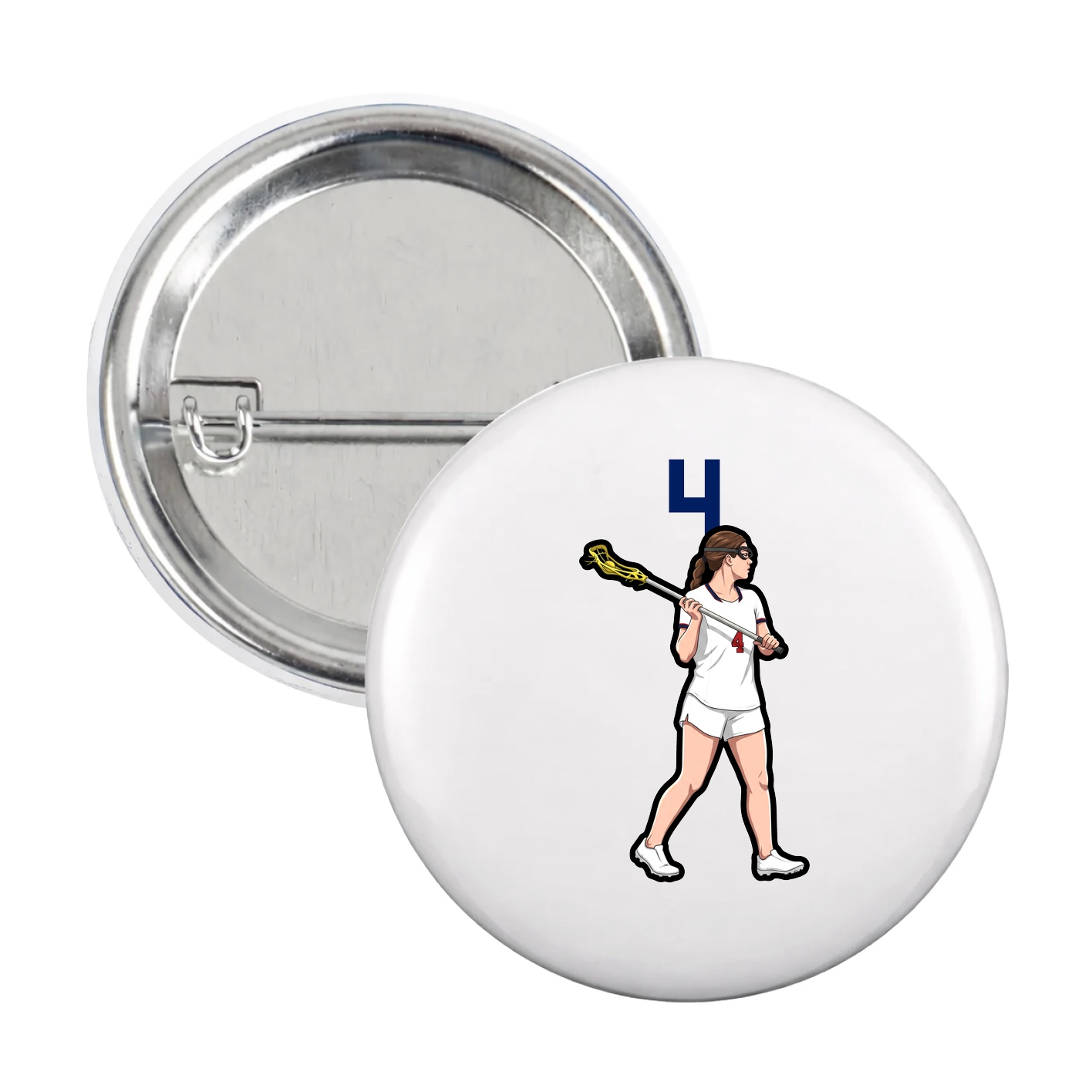 Game Day Button — Number Top in White