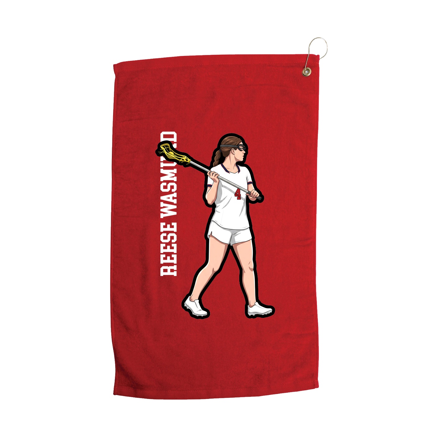 Golf Towel — Name Vertical in Red