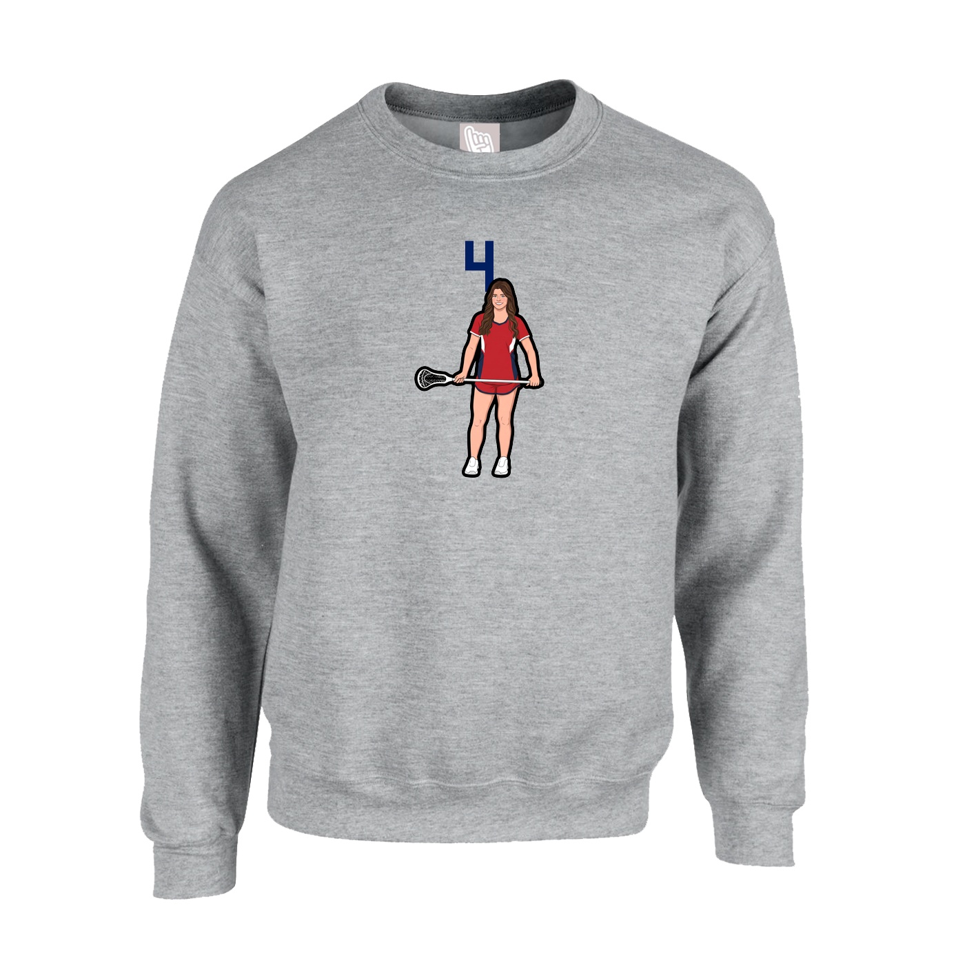 Fleece Crew — Number Top in Grey