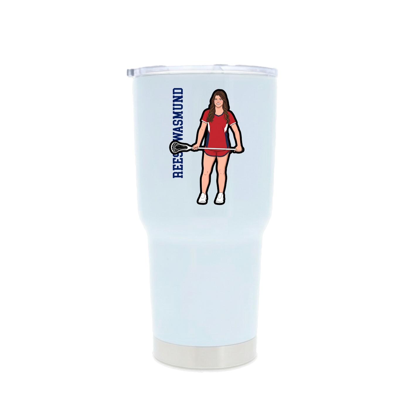 30oz Stainless Steel Tumbler — Name Vertical in White