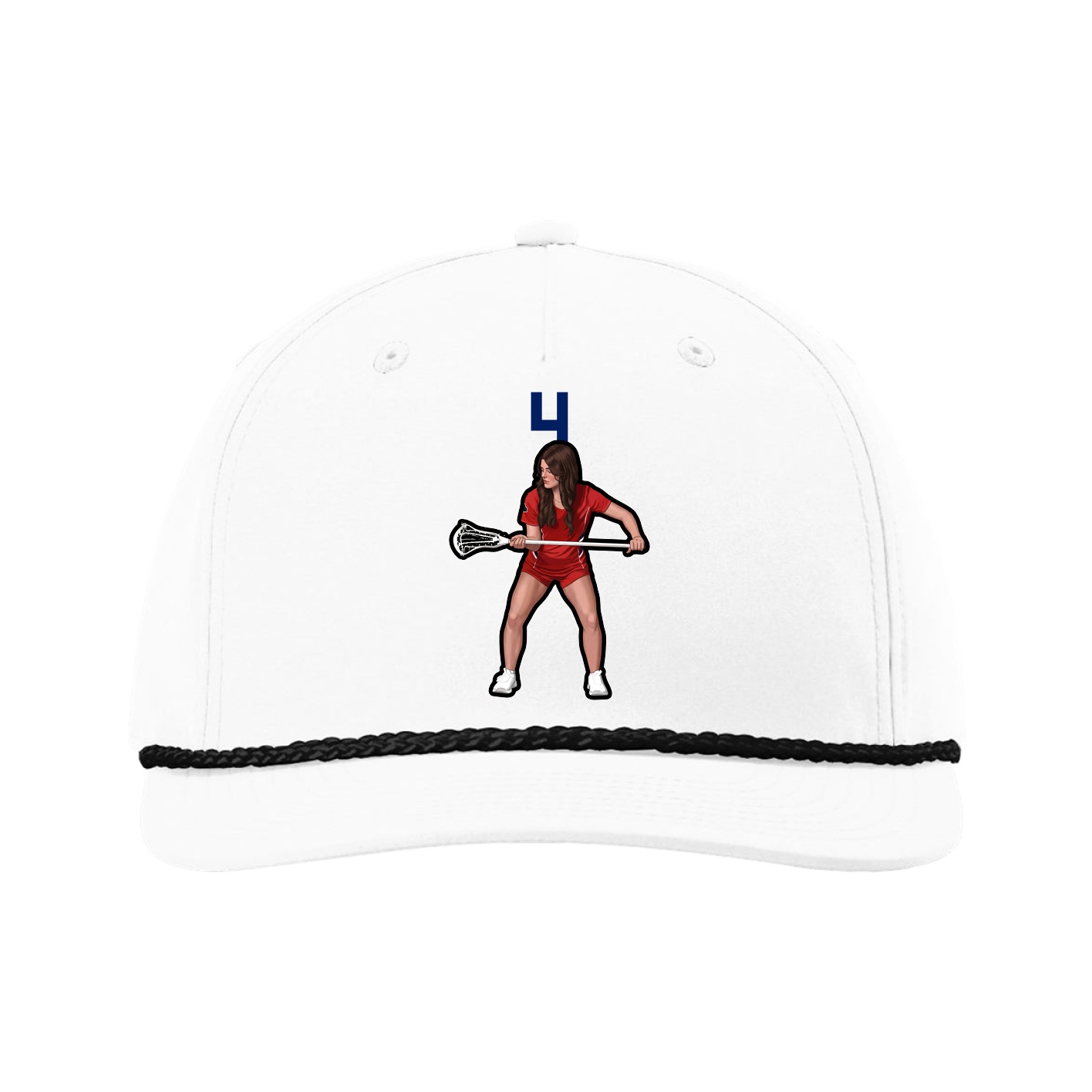 Five-Panel Classic Rope Cap — Number Top in White