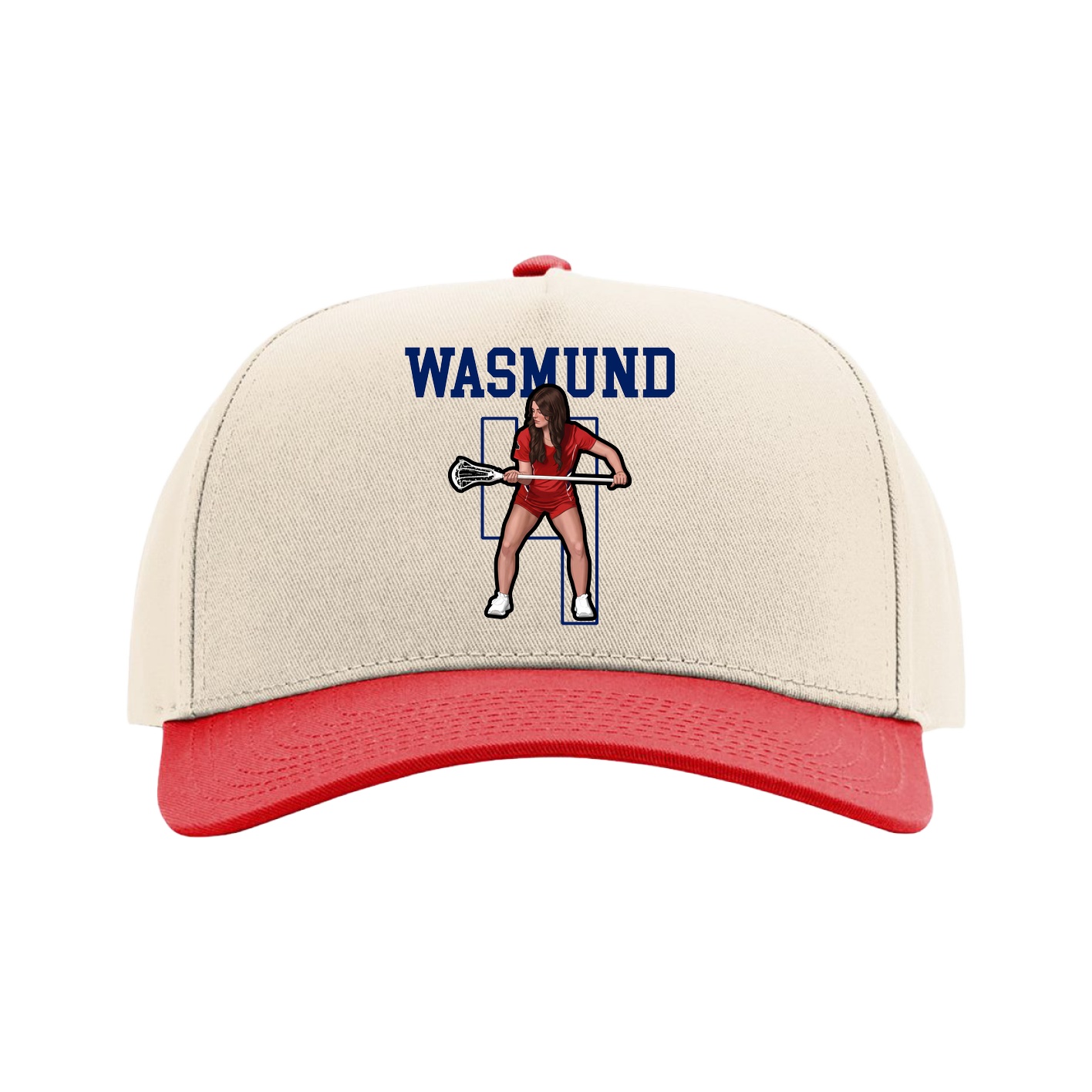 Full Fabric Five-Panel Champ Cap — Shirsey in Cream/Red