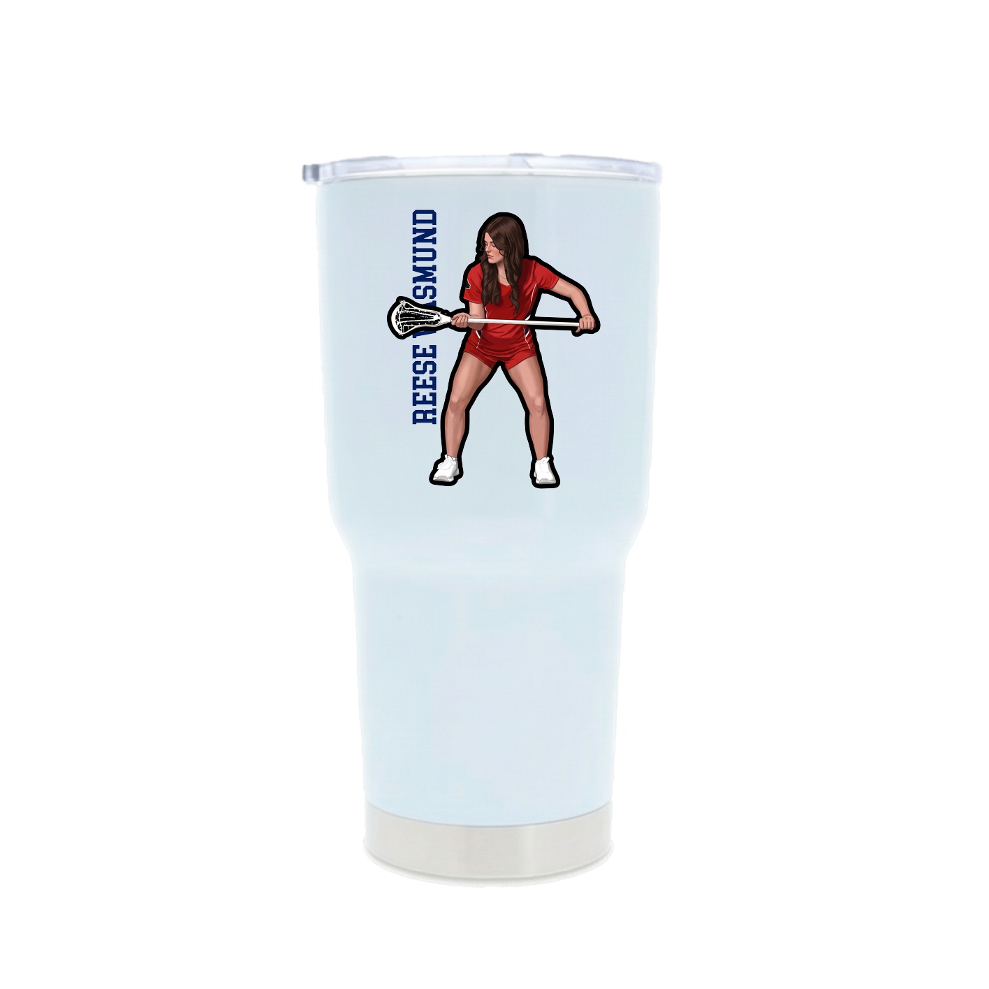 30oz Stainless Steel Tumbler — Name Vertical in White