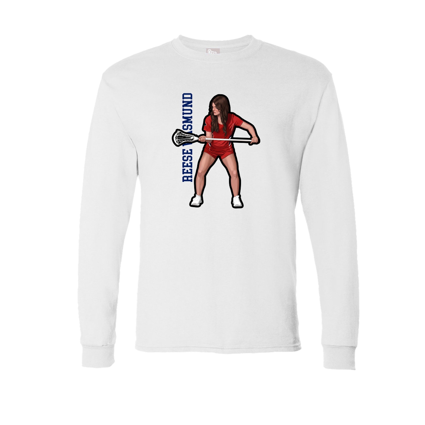Long Sleeve Tee — Name Vertical in White