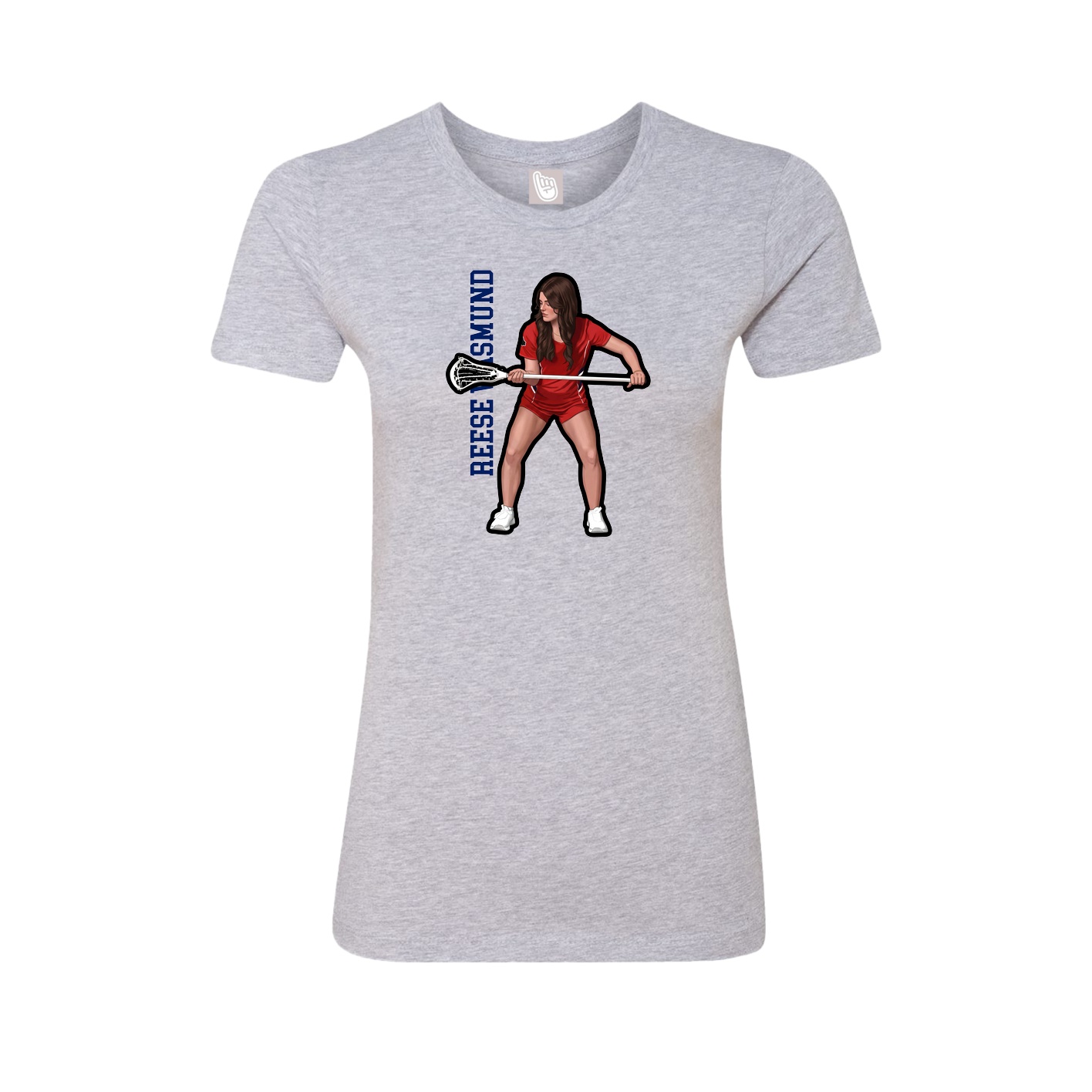 Fitted Women's Tee — Name Vertical in Grey
