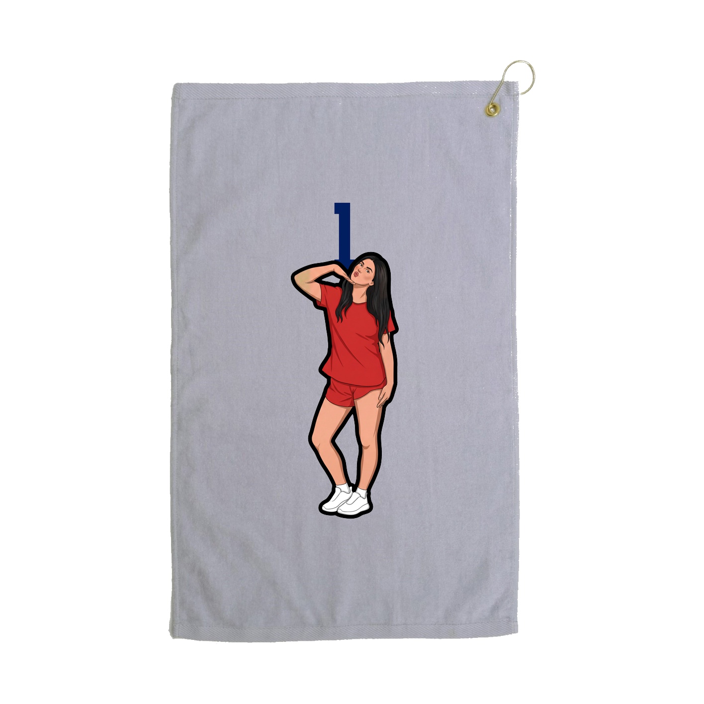 Golf Towel — Number Top in Grey