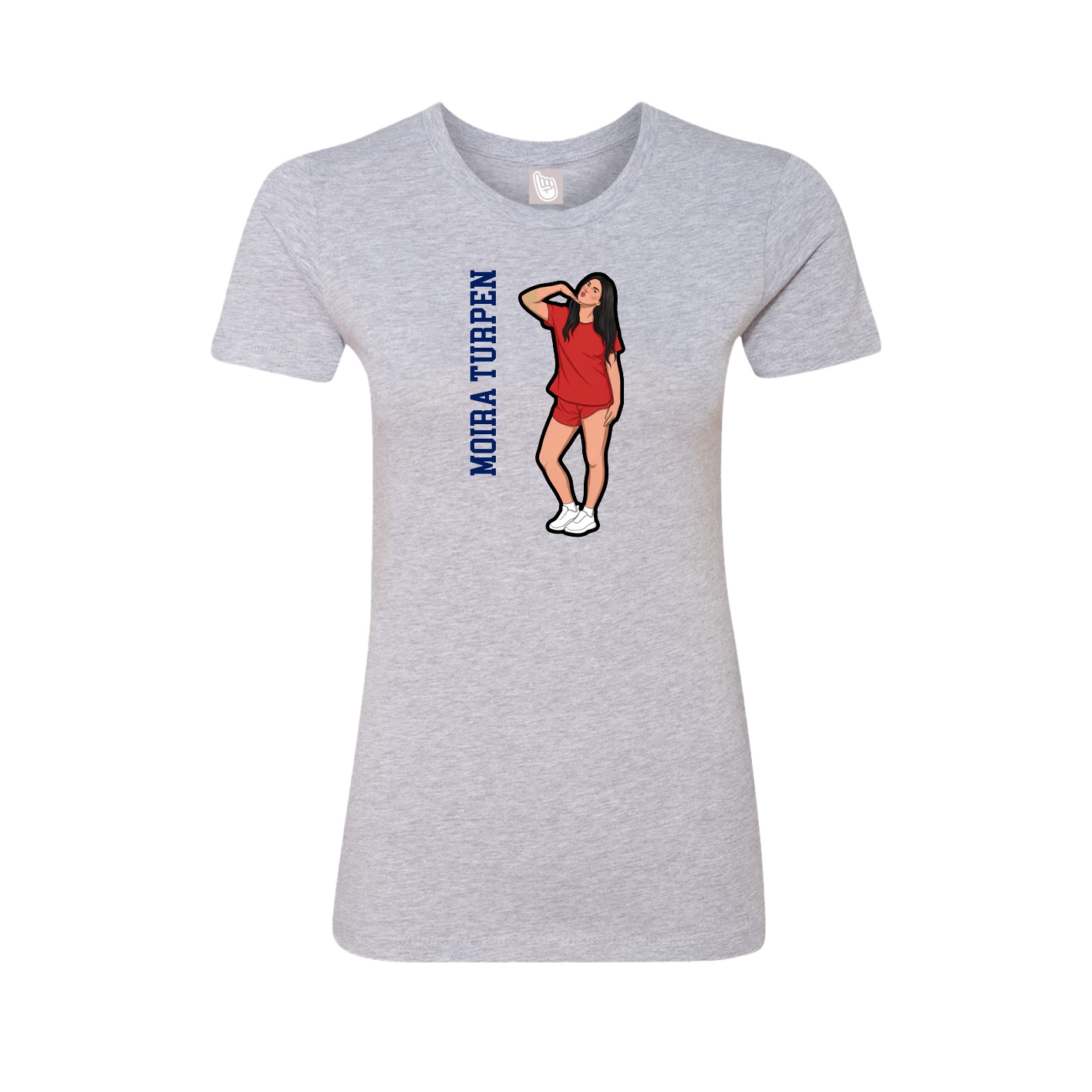 Fitted Women's Tee — Name Vertical in Grey