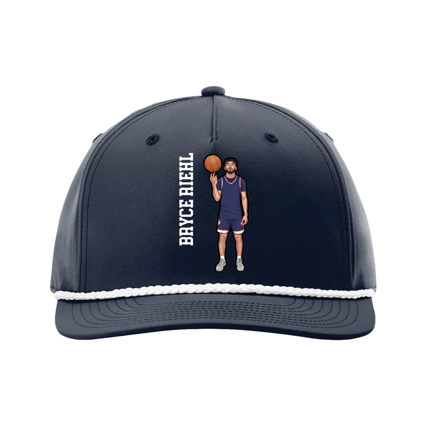 Five-Panel Classic Rope Cap — Name Vertical in Navy