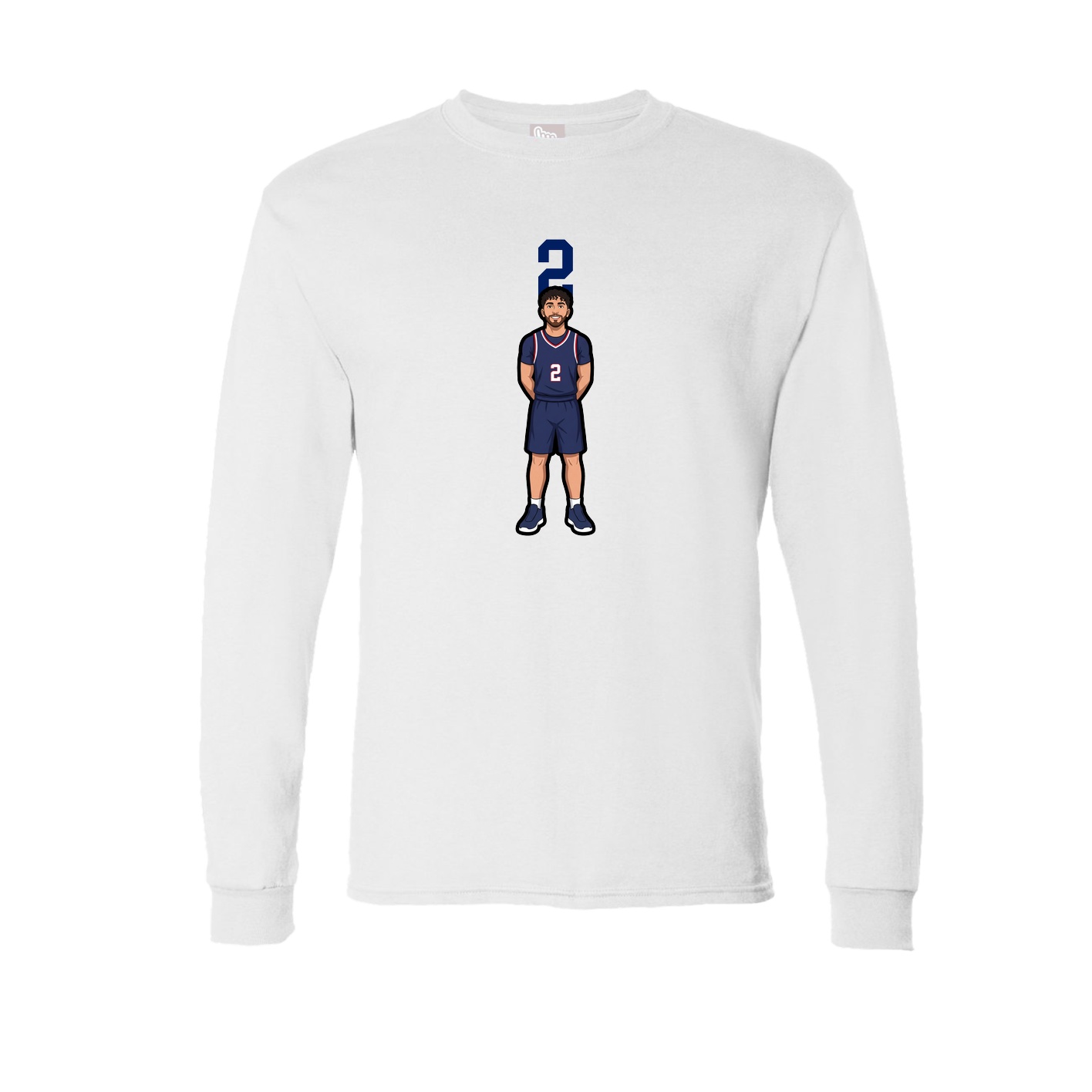 Long Sleeve Tee — Number Top in White