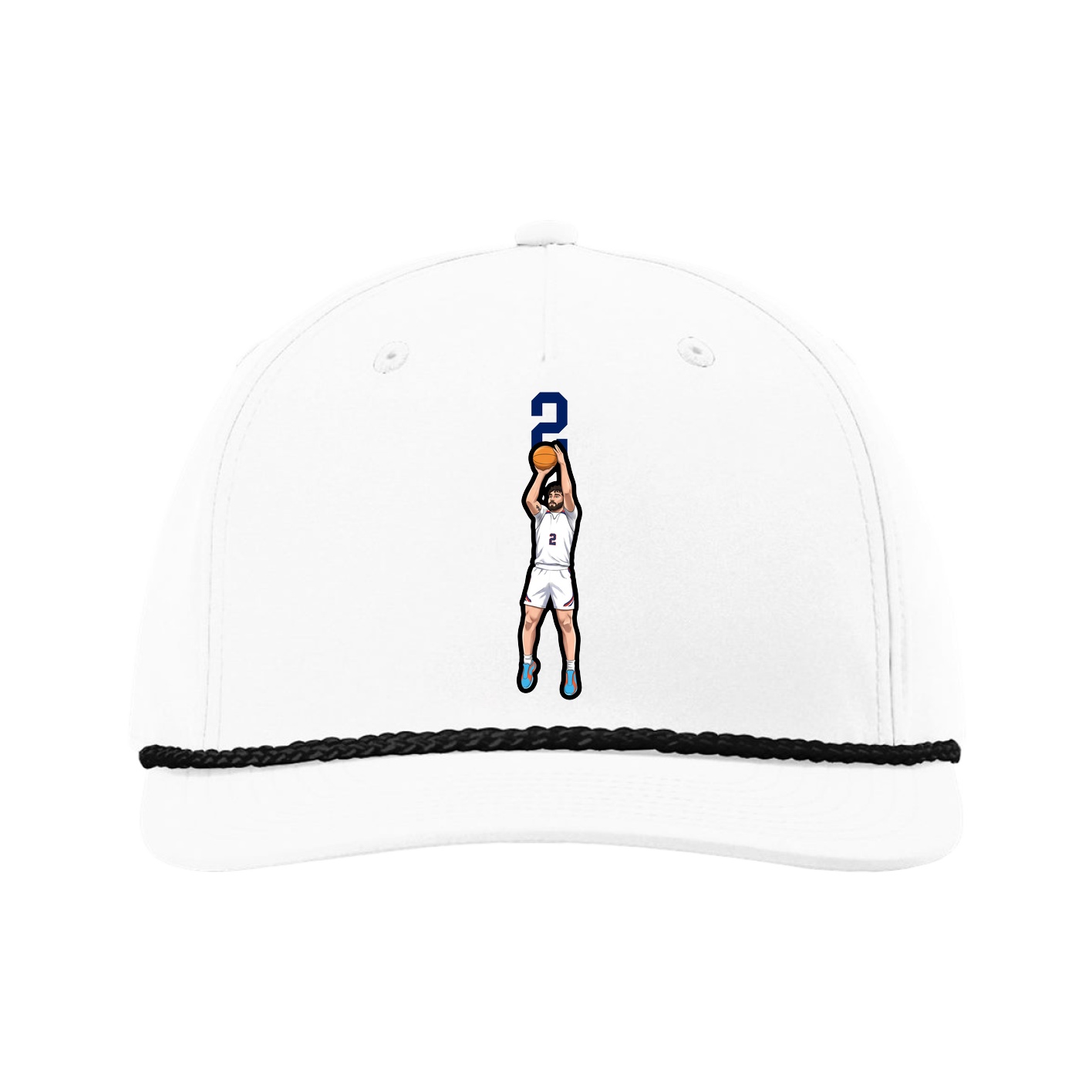 Five-Panel Classic Rope Cap — Number Top in White