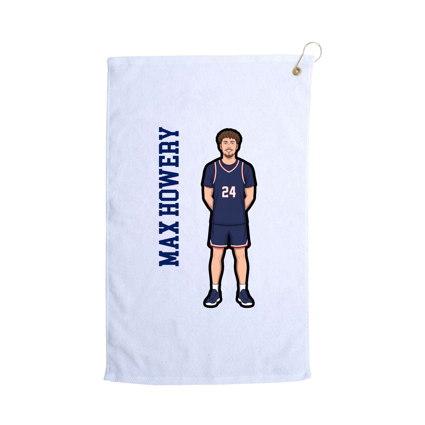 Golf Towel — Name Vertical in White