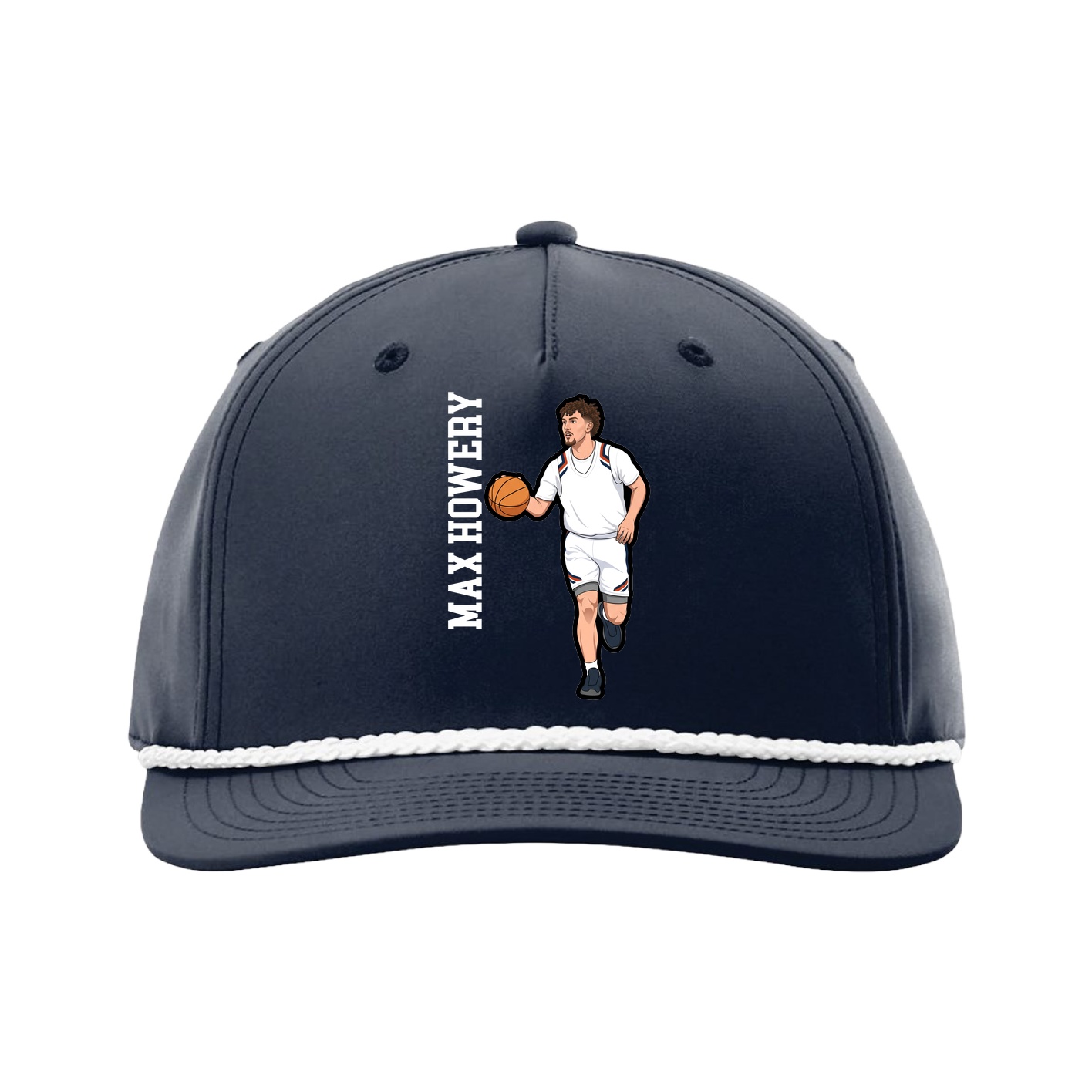 Five-Panel Classic Rope Cap — Name Vertical in Navy