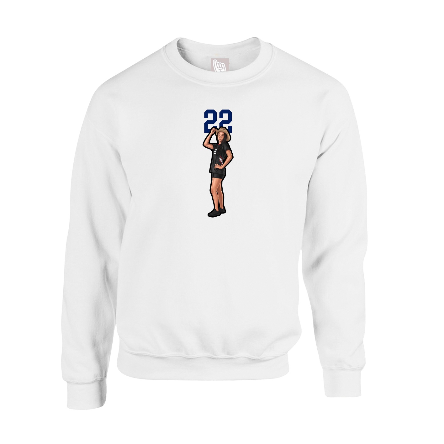 Fleece Crew — Number Top in White