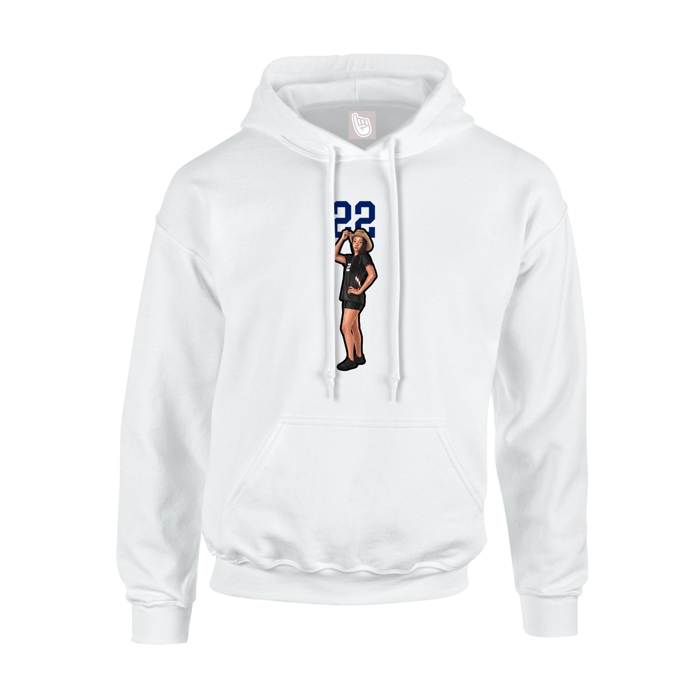 Youth Hoodie — Number Top in White