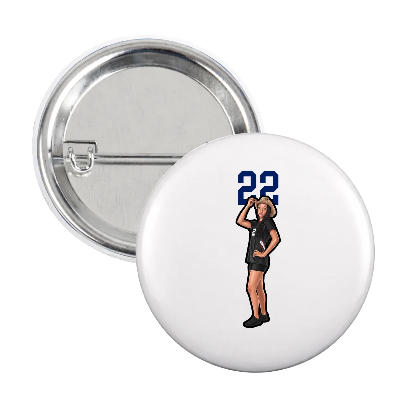 Game Day Button — Number Top in White