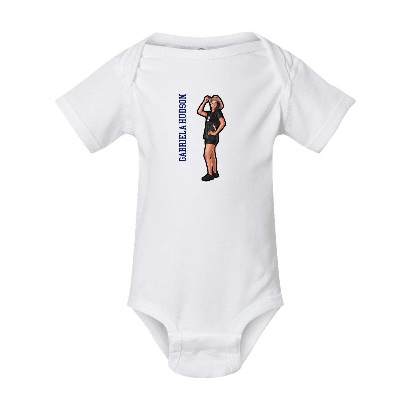 Baby Onesie — Name Vertical in White
