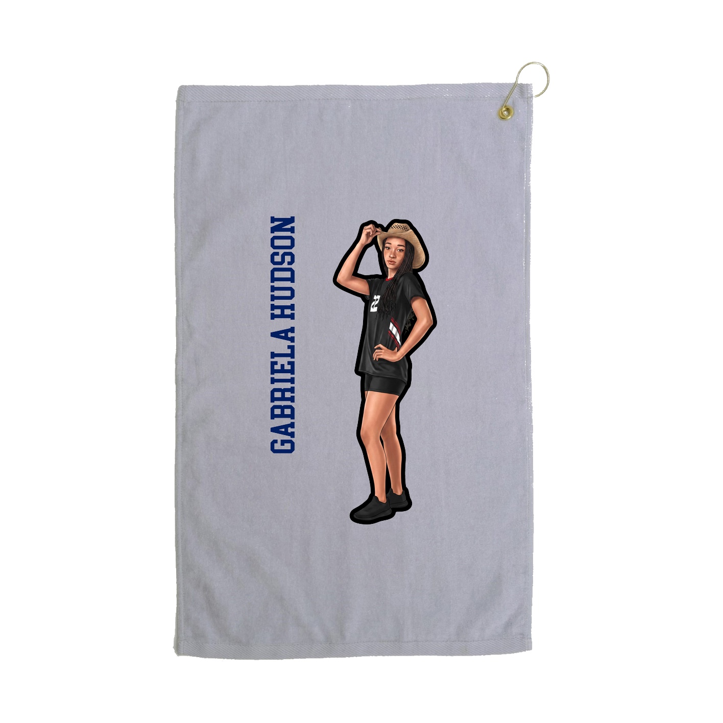 Golf Towel — Name Vertical in Grey