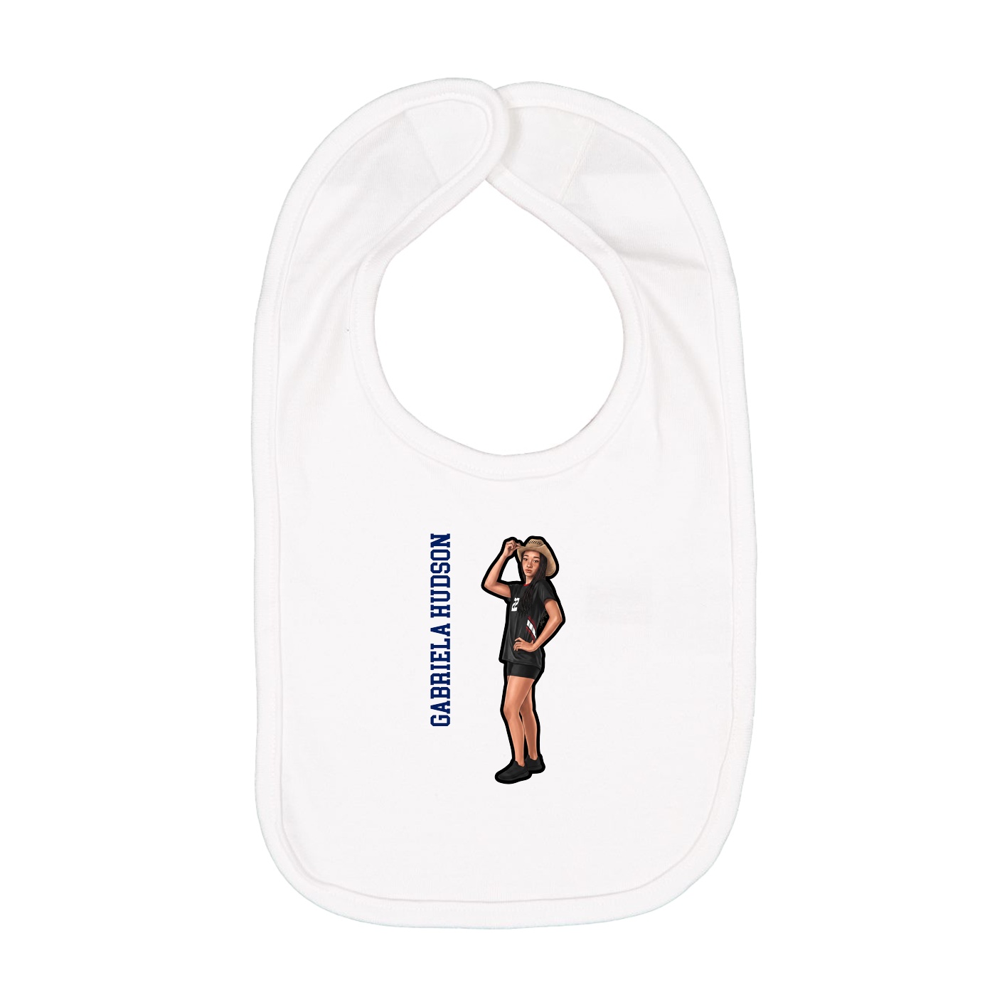Infant Bib — Name Vertical in White